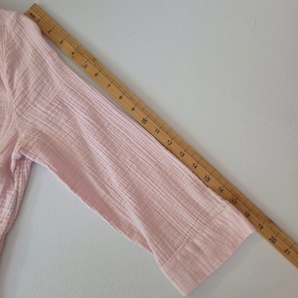 Pure Jill Cotton Gauze Button Top Womens Small Pale Pink Double 3/4 Sleeves - Picture 8 of 11